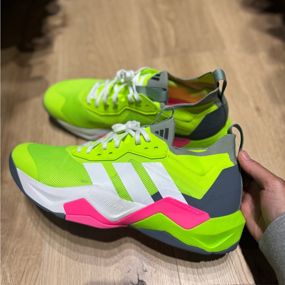 Neon Green and Pink Adidas Sneakers